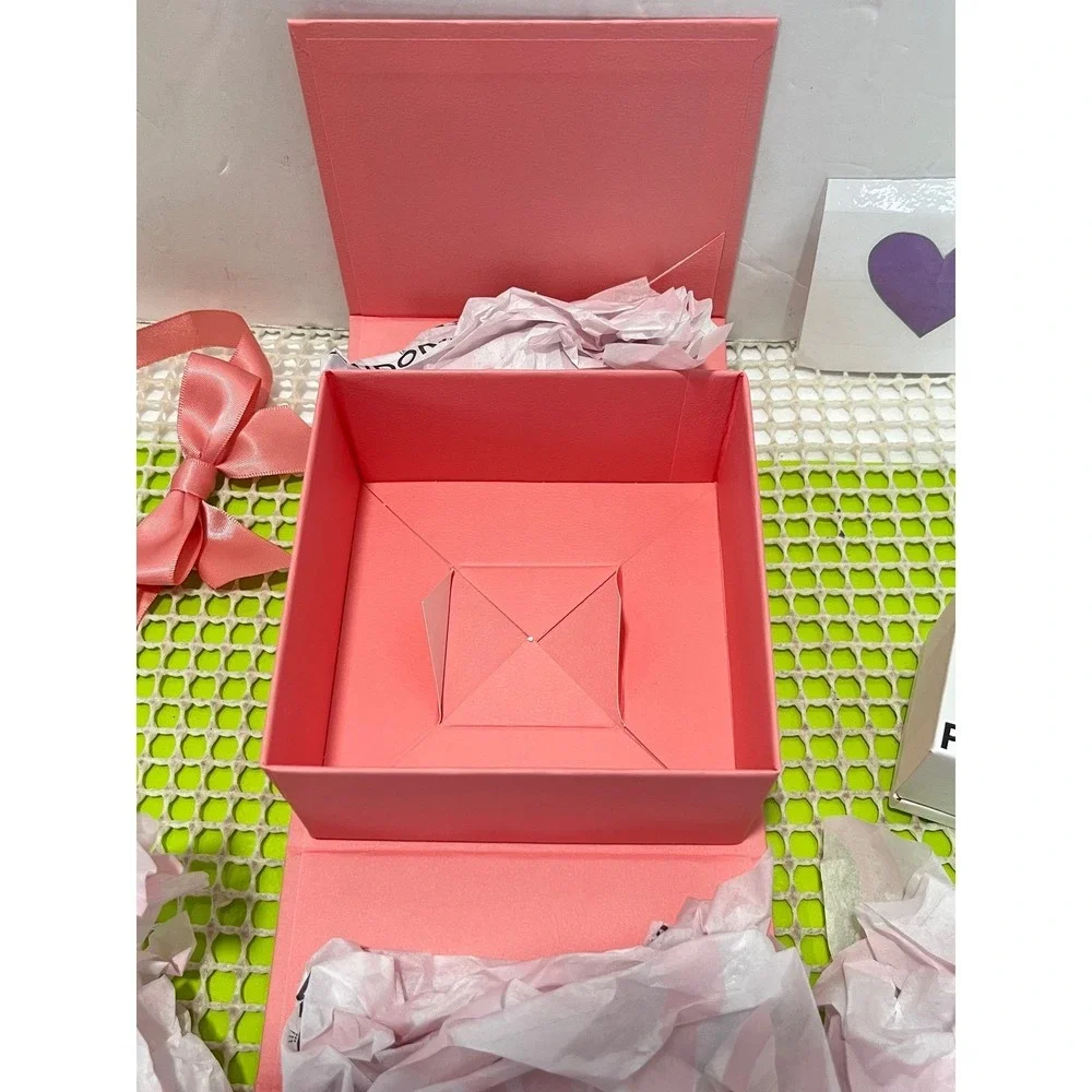 Pandora Pink Jewelry Gift Box w/ Ribbon Bow & Small White Inner Box